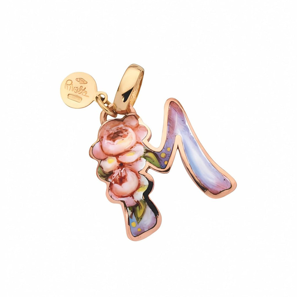 Gabriella Rivalta - Ciondolo Con Lettera M in Oro Dipinto a Mano - Ciondoli - Rivalta - Gioielleria Lucentini