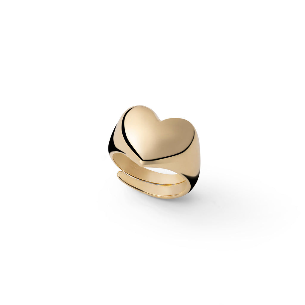 Unoaerre | Anello in Argento Dorato Con Cuore - Anelli - UNOAERRE - Gioielleria Lucentini