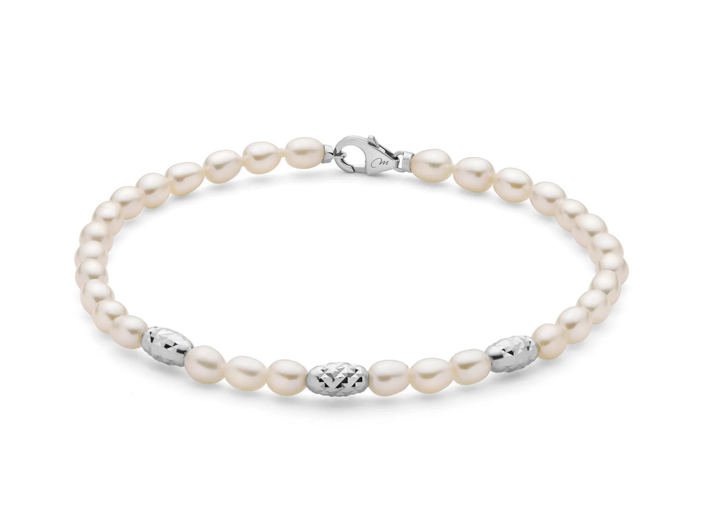 Miluna - Bracciale Pepite Di Perle 4 - 4,5 e Argento Diamantato - Bracciali - Miluna - Gioielleria Lucentini