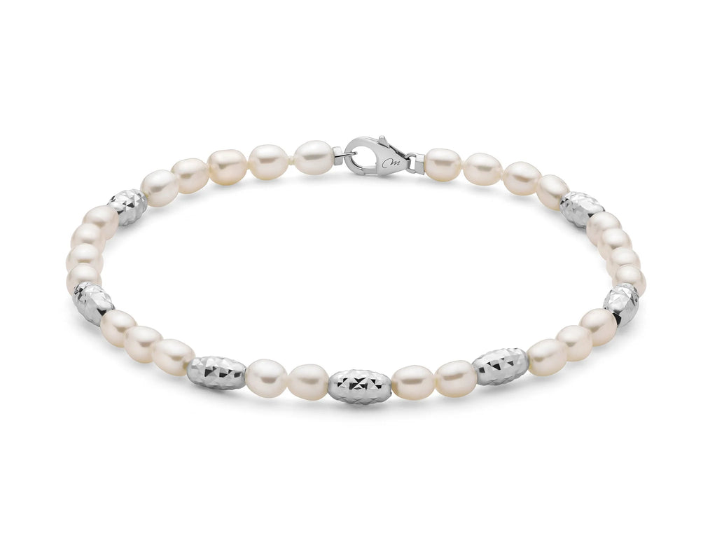 Miluna - Bracciale Pepite Di Perle Alternato Da Elementi In Argento - Bracciali - Miluna - Gioielleria Lucentini