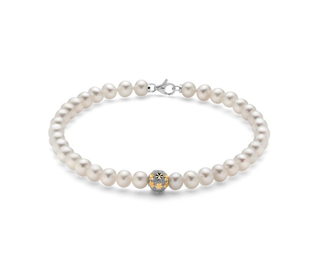 Miluna - Bracciale Perle con Boule stellata in Oro - Bracciali - Miluna - Gioielleria Lucentini