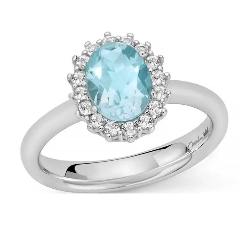 Miluna | Anello Gemma Del Cielo Ovale Piccolo e Topazi - Anelli - Miluna - Gioielleria Lucentini