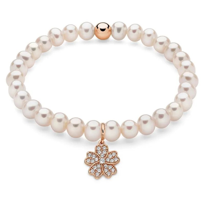 Miluna - Bracciale Di Perle Con Fiore Di Topazi Rosè - Bracciali - Miluna - Gioielleria Lucentini