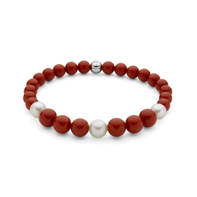Miluna - Bracciale Pasta Di Corallo Rosso e Perle - Bracciali - Miluna - Gioielleria Lucentini