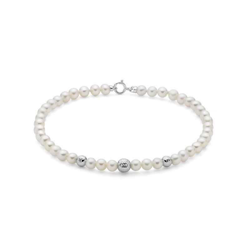 Miluna | Bracciale Di Perle e Tre Boule Fantasia - Bracciali - Miluna - Gioielleria Lucentini