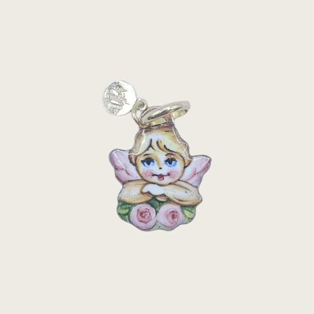 Gabriella Rivalta - Ciondolo Angioletto Con Fiori In Oro - Ciondoli - Rivalta - Gioielleria Lucentini