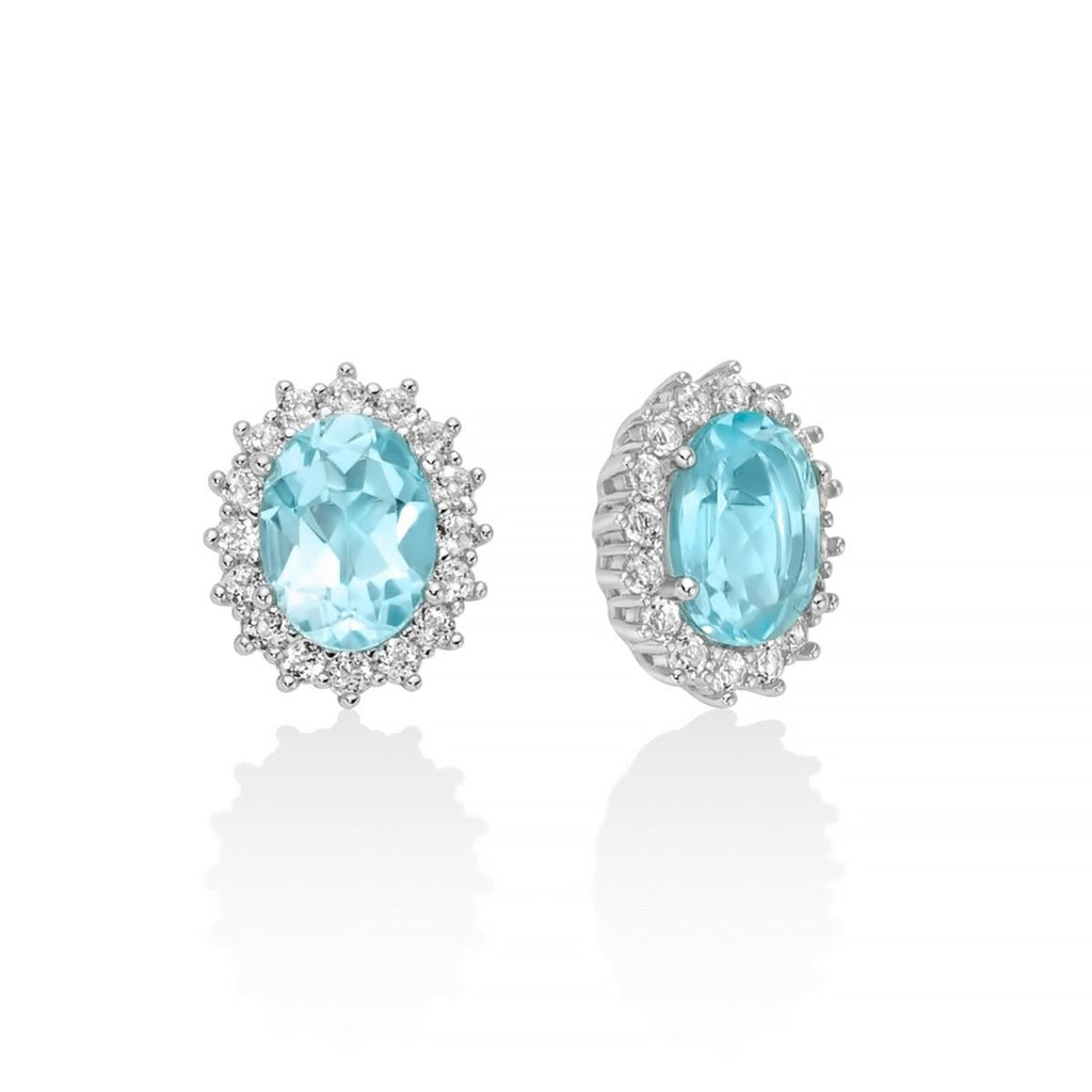 Miluna | Orecchini Gemma Del Cielo Ovale Piccolo e Topazi - Orecchini - Miluna - Gioielleria Lucentini
