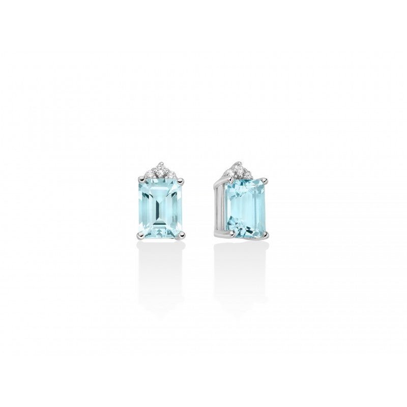 Miluna Orecchini Acquamarina e Diamanti In Oro Bianco
