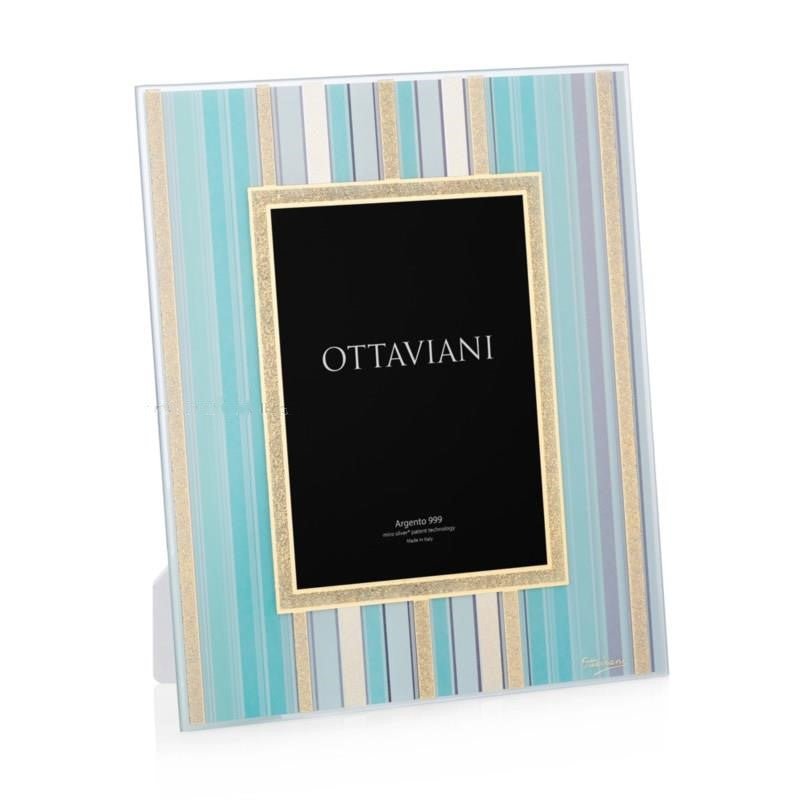 Ottaviani - Portafoto Millerighe Turchese Oro in Cristallo - Home Design - Ottaviani - Gioielleria Lucentini