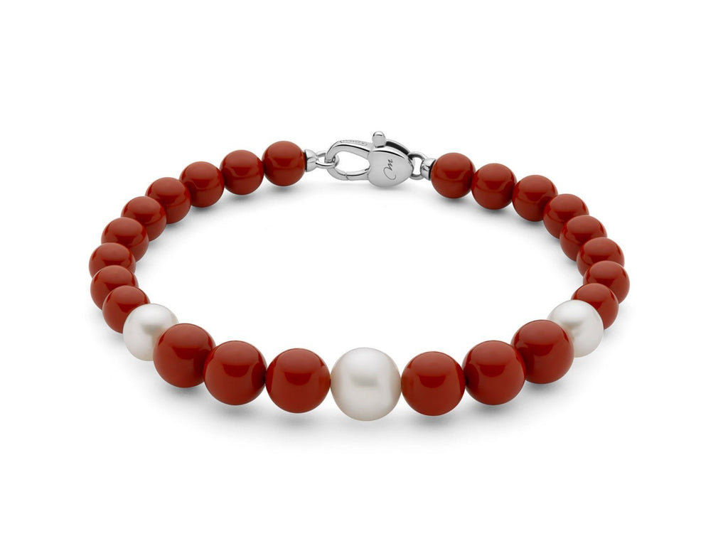 Miluna | Bracciale Terra e Mare Corallo Rosso e Perle - Bracciali - Miluna - Gioielleria Lucentini