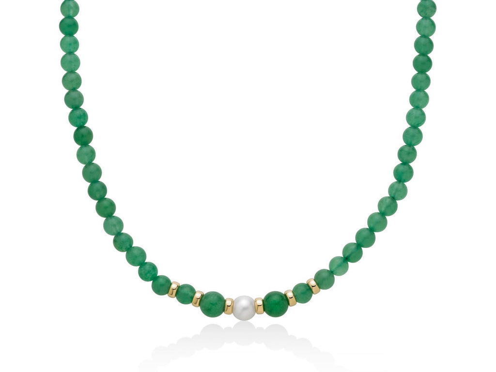 Miluna | Collana Segreti Della Natura Con Quarzo Verde e Perla - Collane - Miluna - Gioielleria Lucentini