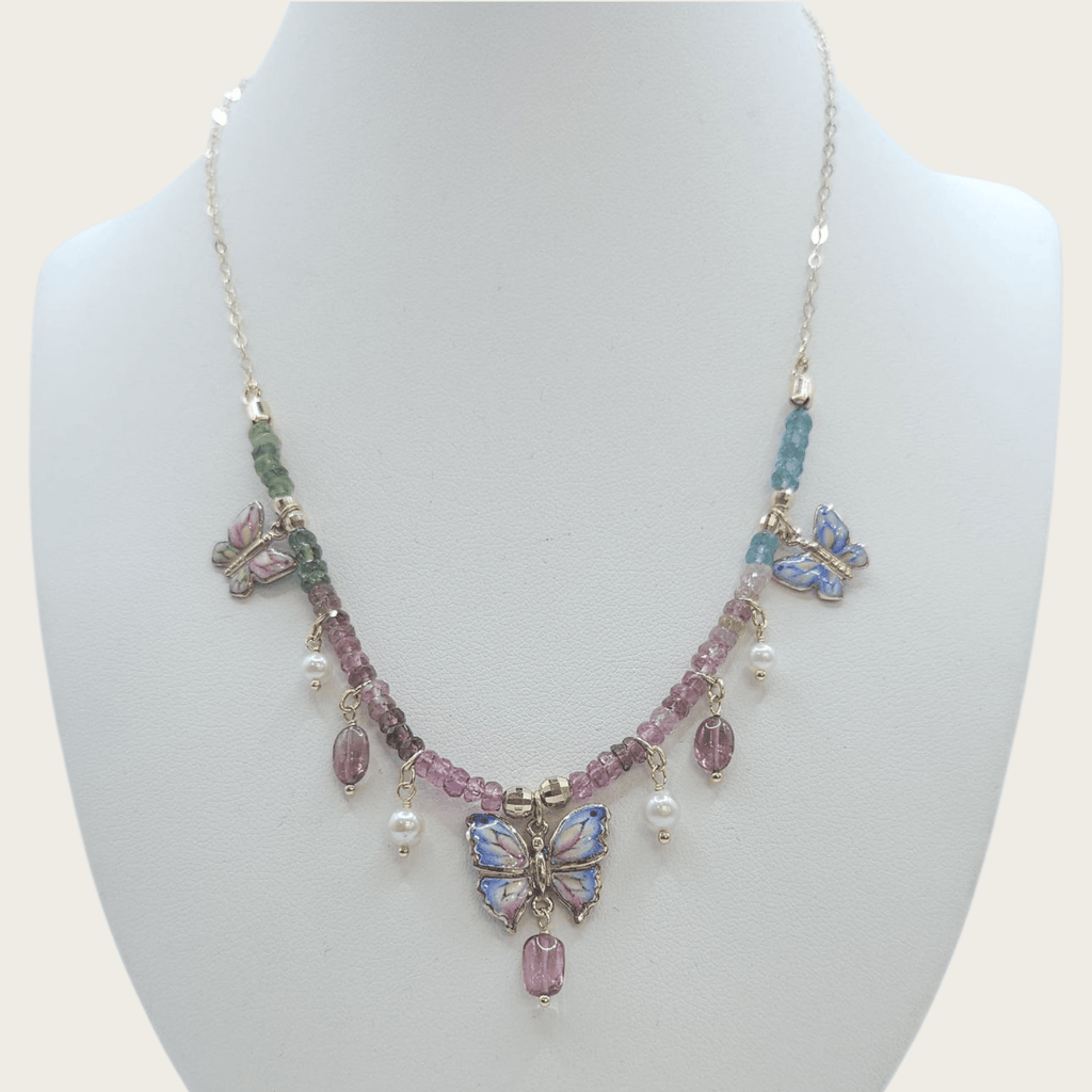 Gabriella Rivalta - Collana Con Farfalle In Oro Dipinta A Mano - Collane - Rivalta - Gioielleria Lucentini