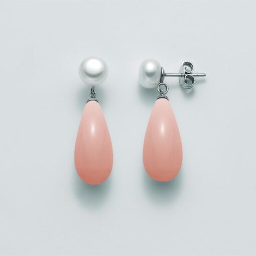 Orecchini Anello Corallo Rosa E Brillanti Orecchini Miluna Perle