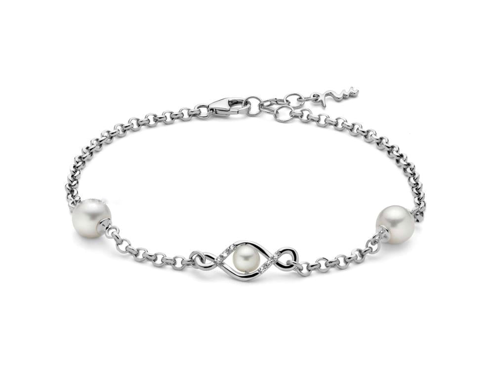 Bracciale in argento con catena bulinata e zirconi | Gioielli Bracciale in argento con catena bulinata e zirconi | Gioielli