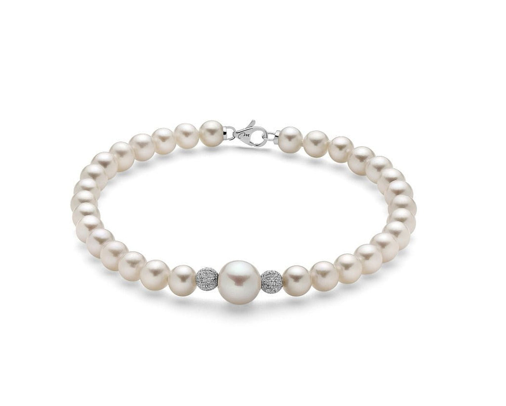 Miluna - Bracciale Perle con centrale e Boule Diamantate - Bracciali - Miluna - Gioielleria Lucentini