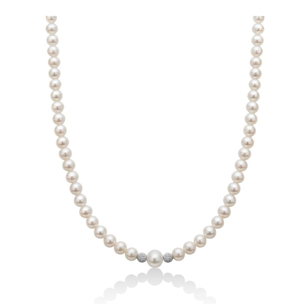 Miluna - Collana di Perle con centrale e boule diamantate - Collane - Miluna - Gioielleria Lucentini