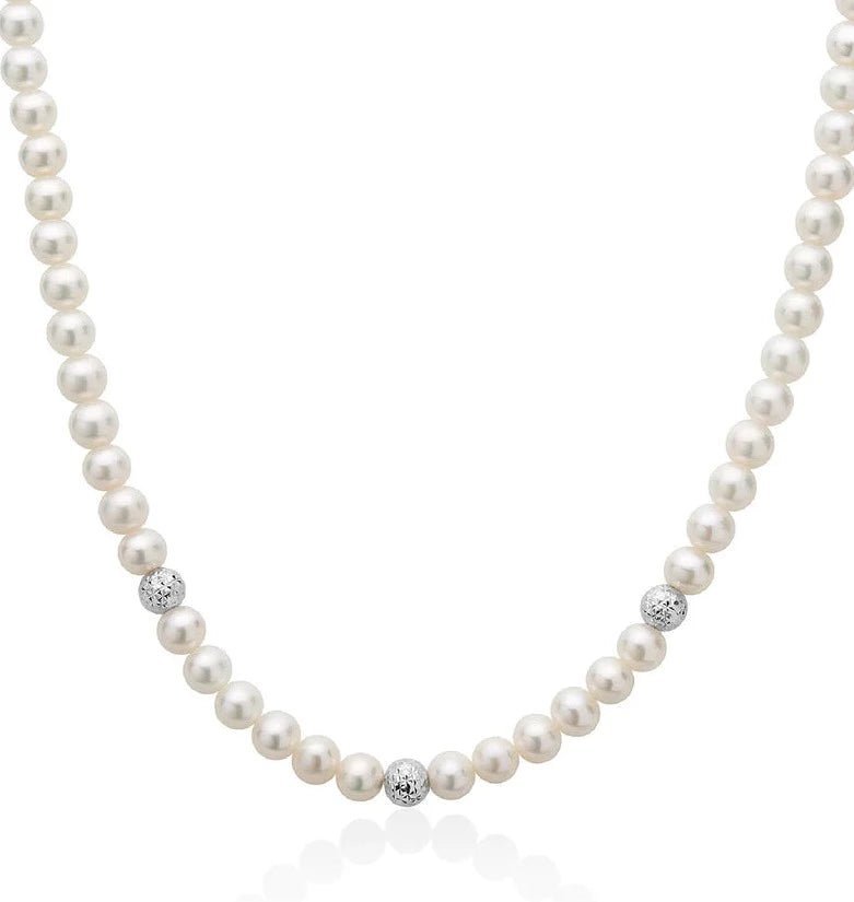 Miluna - Collana di Perle Con Tre Boule Diamantate - Collane - Miluna - Gioielleria Lucentini